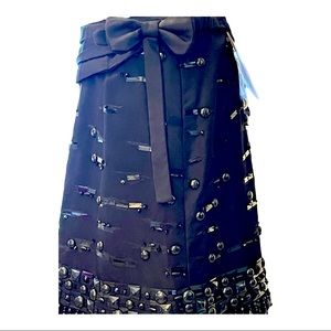 Per Se Evening Cocktail Beaded Skirt Party Formal.  Black Silk.  Size 4 MIDI